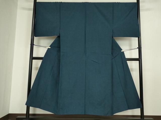 平和屋着物 男性 紬 アンサンブル 濃藍色 キングサイズ 正絹 az