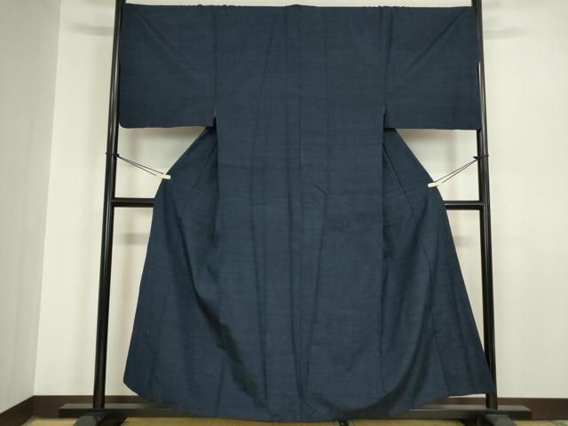 平和屋着物 男性 紬 アンサンブル 長羽織 濃藍色 キングサイズ 正絹 az