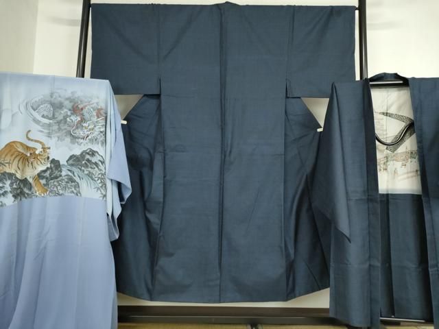 平和屋着物 男性 本場大島紬 アンサンブル 長襦袢 袷 セット 長羽織 100亀甲 総詰め 正絹 az