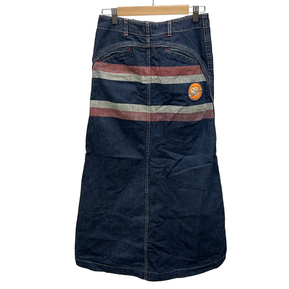 HYSTERIC GLAMOUR ヒステリックグラマー ロングスカート サイズS レディース - ネイビー×レッド×マルチ デニム ワッペン