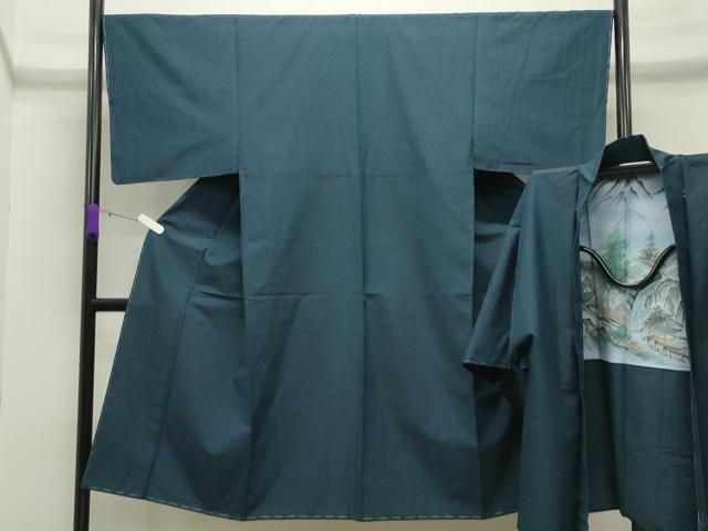 平和屋着物 男性 紬 アンサンブル 霞文 褐返色 正絹 gh