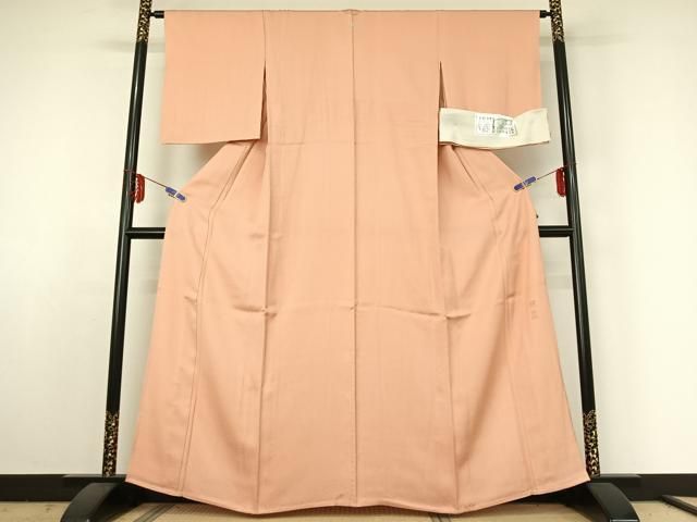 平和屋着物 京加賀友禅 百貫達雄監修 色無地 単衣 一斤染色 反端付き 正絹 jh