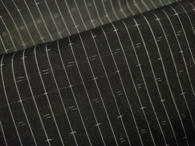  平和屋着物 夏物 紗紬 縞 黒地 正絹 ze 紬 着物