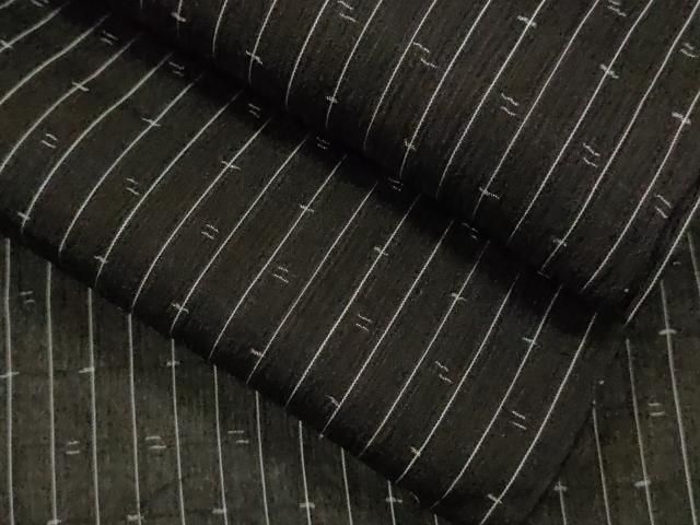 平和屋着物 夏物 紗紬 縞 黒地 正絹 ze