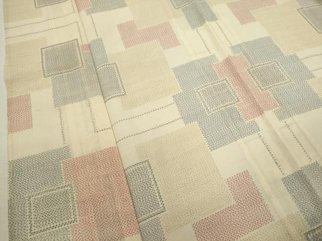  平和屋着物 夏物 紗紬 色紙重ね文 正絹 ze 紬 着物