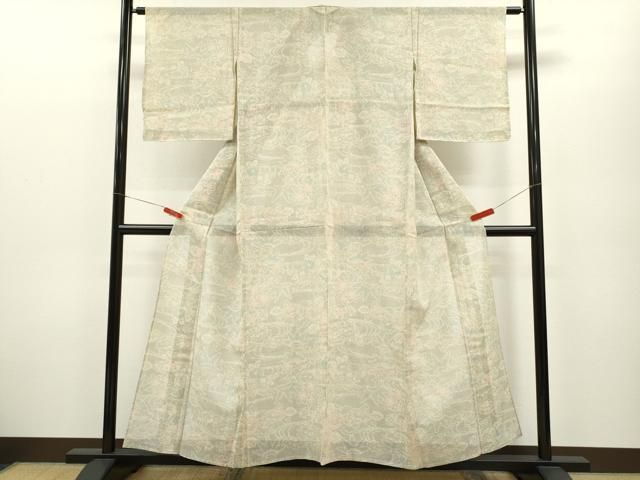 平和屋着物 夏物 紗紬 流水草花文 正絹 ze