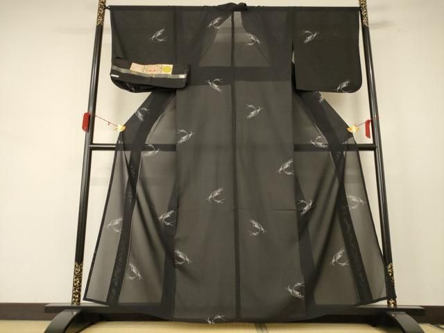 平和屋着物 夏物 本場縞大島紬 夏大島 夏虫 証紙付き 正絹 jd