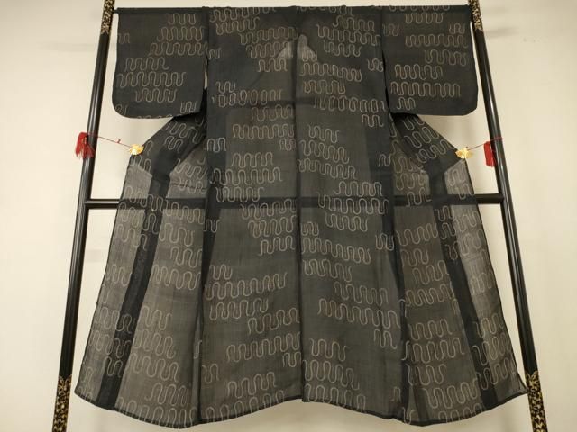 平和屋野田店□夏物 小千谷ちぢみ 蜻蛉吉祥文 麻 逸品 n-gh2980 麻