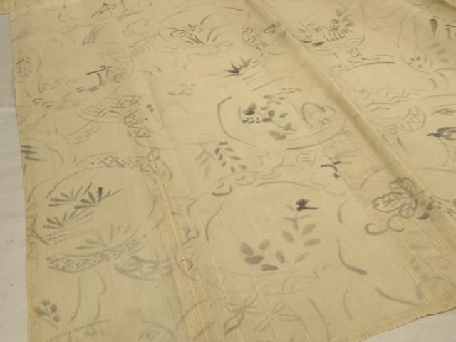  平和屋着物 夏物 紗紬 草花文 正絹 jd 紬 着物