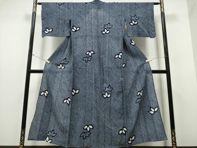 平和屋着物∴夏物 浴衣 有松鳴海絞り 舞笹文 綿 ng