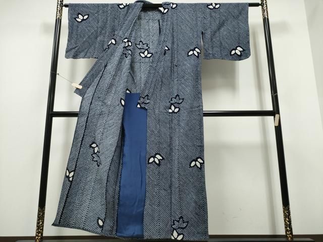 平和屋着物∴夏物 浴衣 有松鳴海絞り 舞笹文 綿 ng