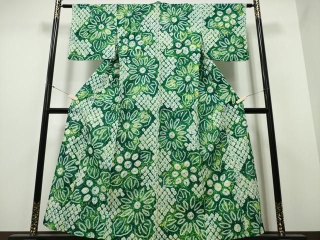平和屋着物∴夏物　浴衣　有松鳴海絞り　舞菊文　綿　逸品　CABB6431ng 平和屋着物∴夏物 浴衣 有松鳴海絞り 舞菊文 綿 逸品 CABB6431ng