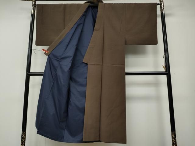 平和屋着物 男性 紬 羽織セット 着物 銀煤竹色 羽織 憲法色 正絹 ut