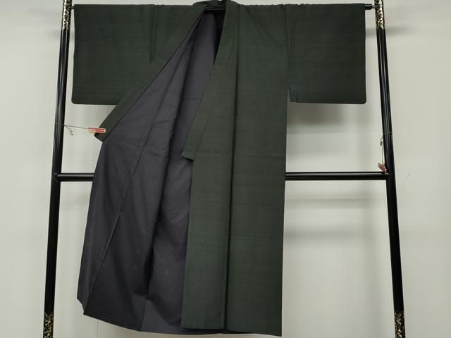 平和屋着物 男性 紬 アンサンブル 藍海松茶色 正絹 ut