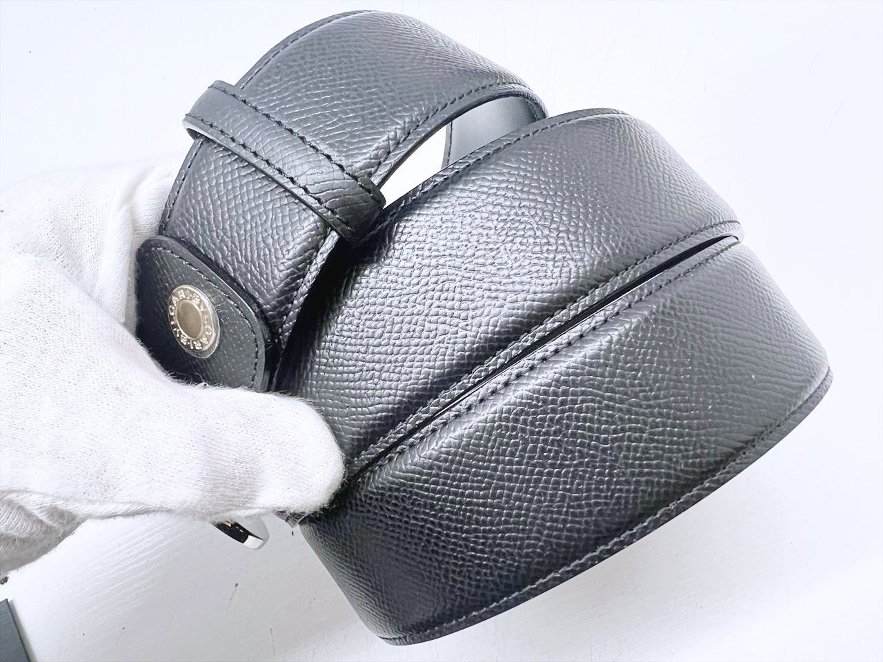 未使用保管 美品 BVLGARI ブルガリ マン ラウンドバックル グレイン