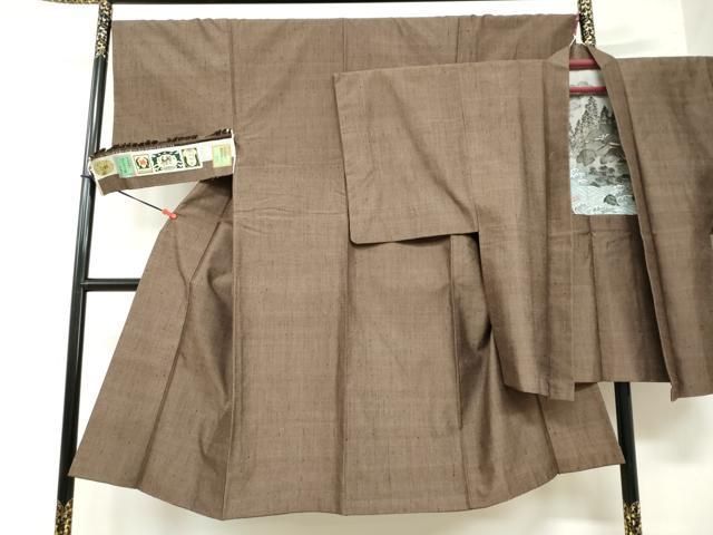 平和屋着物 男性 結城紬 奥順 はたおり娘 アンサンブル 憲法色 証紙付き 正絹 ud