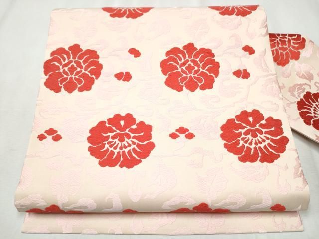 平和屋着物○俵屋 人間国宝 喜多川平朗 有職織物 九寸名古屋帯 唐織 花