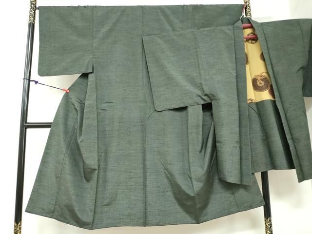 平和屋着物 男性 紬 アンサンブル 虫襖色 正絹 ud