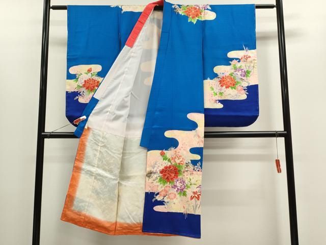 平和屋着物 七五三 女の子 ７歳 祝着 四つ身 長襦袢セット 草花文 金彩 ze