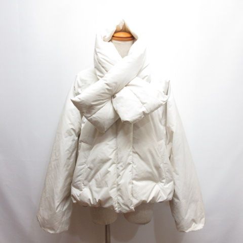 デミルクス ビームス Demi Luxe BEAMS 24 AW マフラー付き ダウン ブルゾン ジャケット 36 オフホワイト 裏地付き