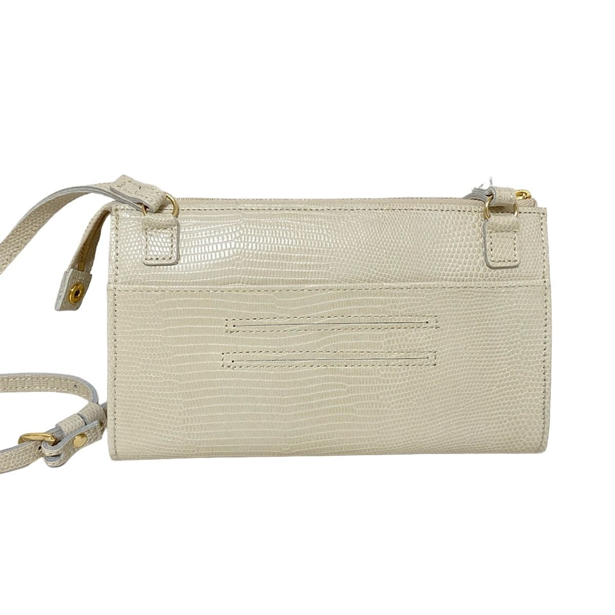 VIOLAd ORO ヴィオラドーロ 財布 - アイボリー ショルダーウォレット 型押し加工 レザー