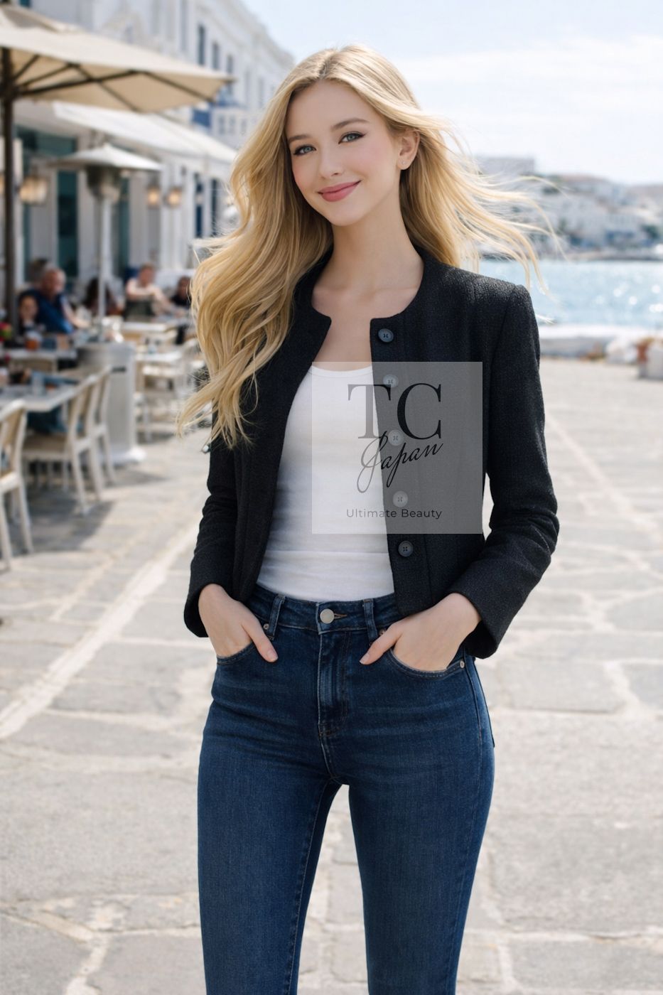 シャネル ジャケット CHANEL ヴィンテージ ブラック ウール混合 ノー