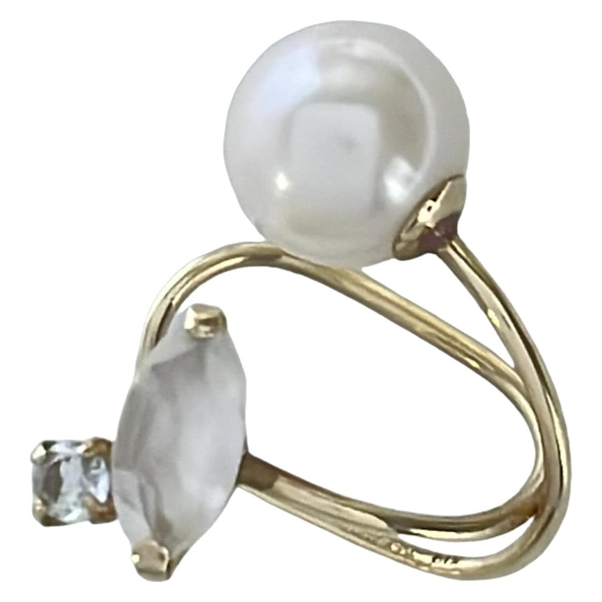 TAKE-UP テイクアップ イヤリング - K 10 YG×アイボリー×クリア イヤーカフ 片側