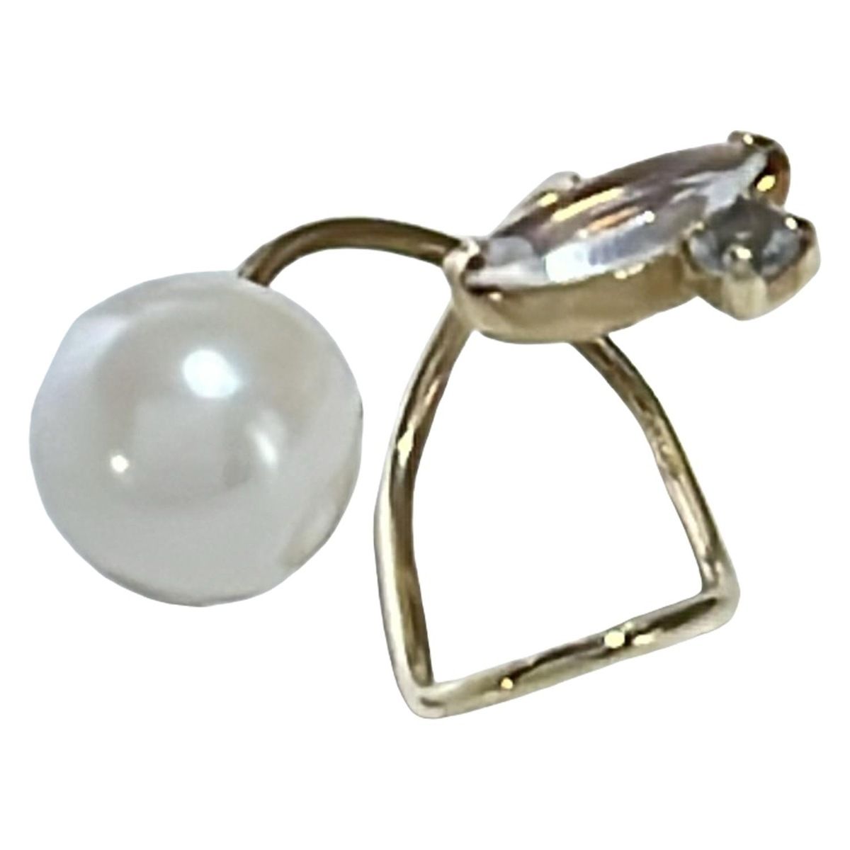  TAKE-UP テイクアップ イヤリング - K 10 YG×アイボリー×クリア イヤーカフ 片側 イヤリング アクセサリー