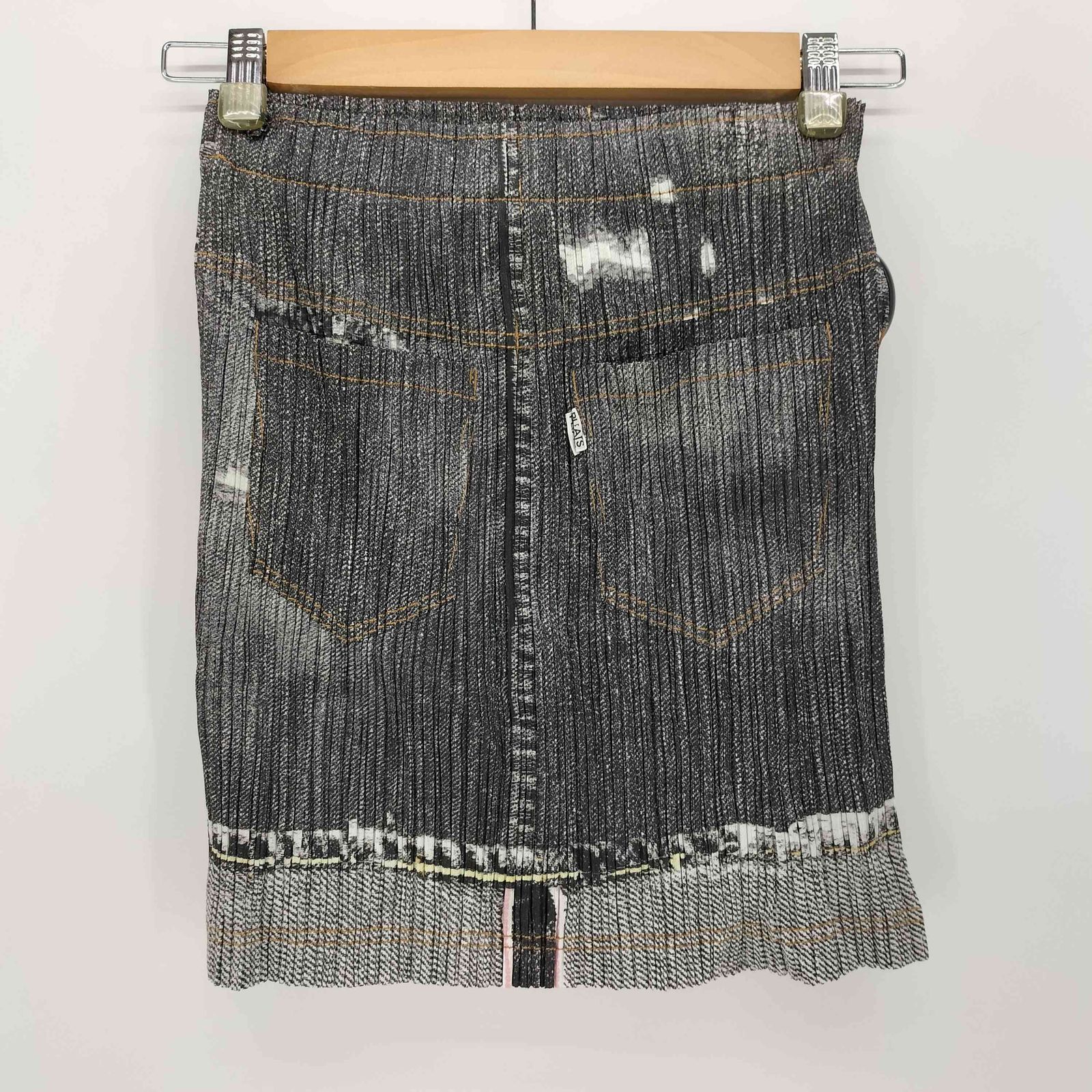 プリーツプリーズイッセイミヤケ PLEATS PLEASE ISSEY MIYAKE 07 SS デニム転写 プリーツ ミニスカート レディース