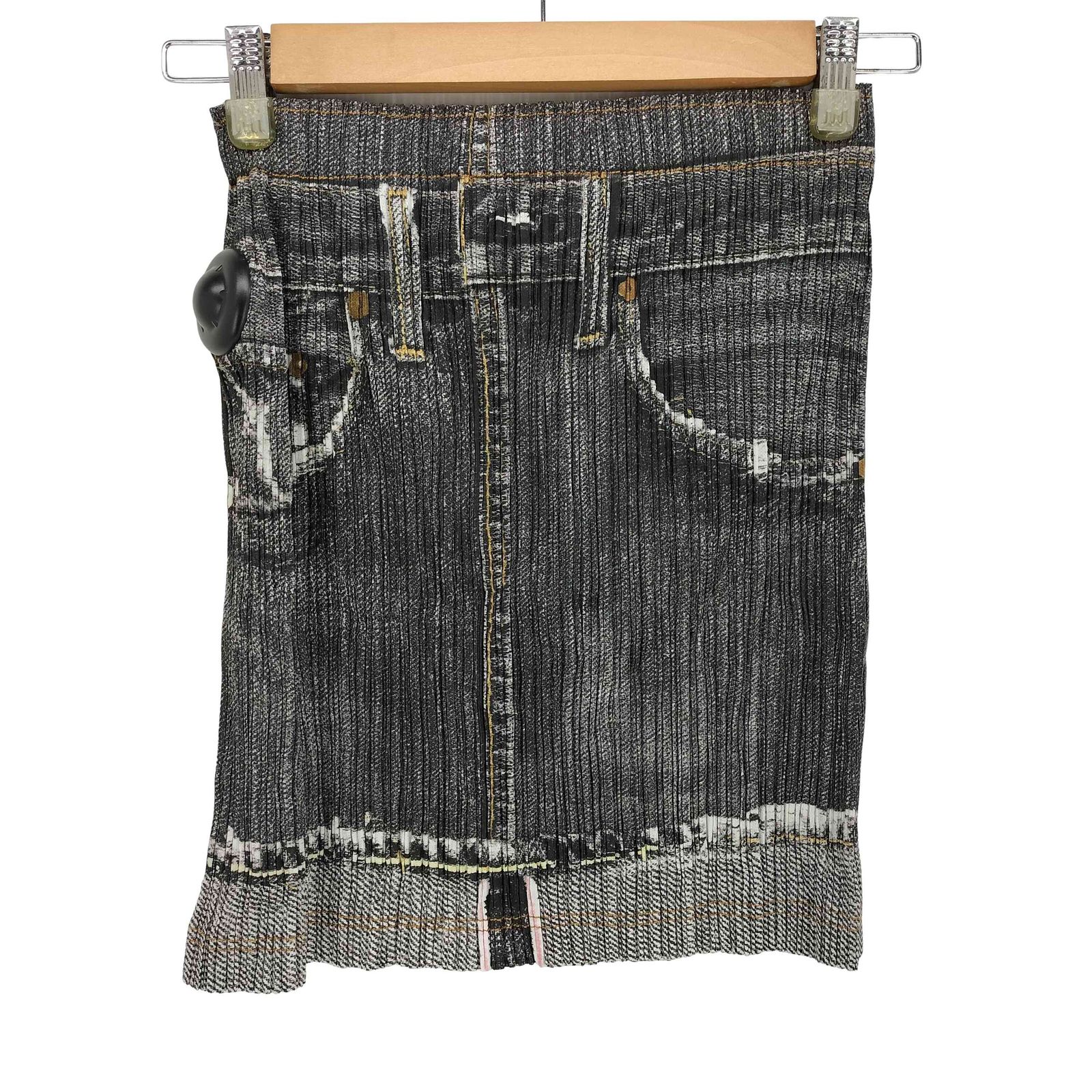 プリーツプリーズイッセイミヤケ PLEATS PLEASE ISSEY MIYAKE 07 SS デニム転写 プリーツ ミニスカート レディース