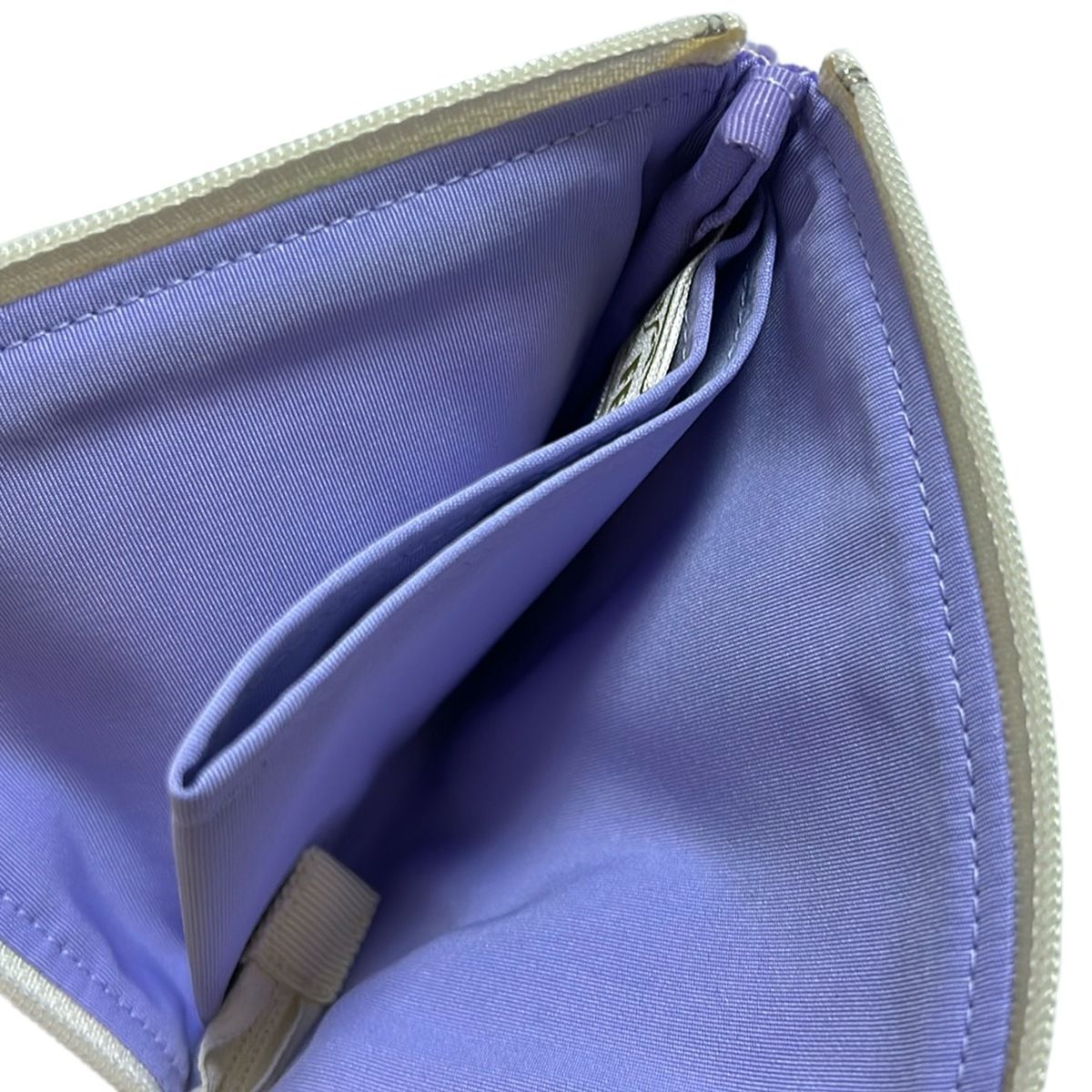  FEILER フェイラー コインケース - 白×パープル×マルチ 花柄 L字ファスナー その他 折り財布