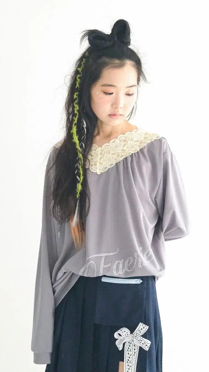 Faerie 샵페어리 レース shirring トップ レイ