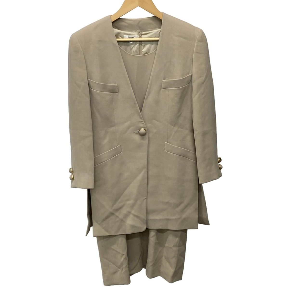 Thumbnail of HERNO Women's Dress Suit - Beige, Shoulder Pads/Collarless