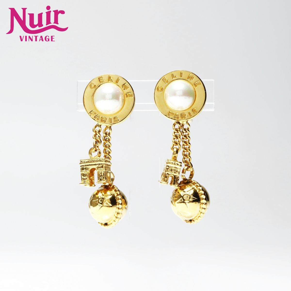 CELINE セリーヌ イヤリング 凱旋門 星 ドロップ【中古】 - メルカリ