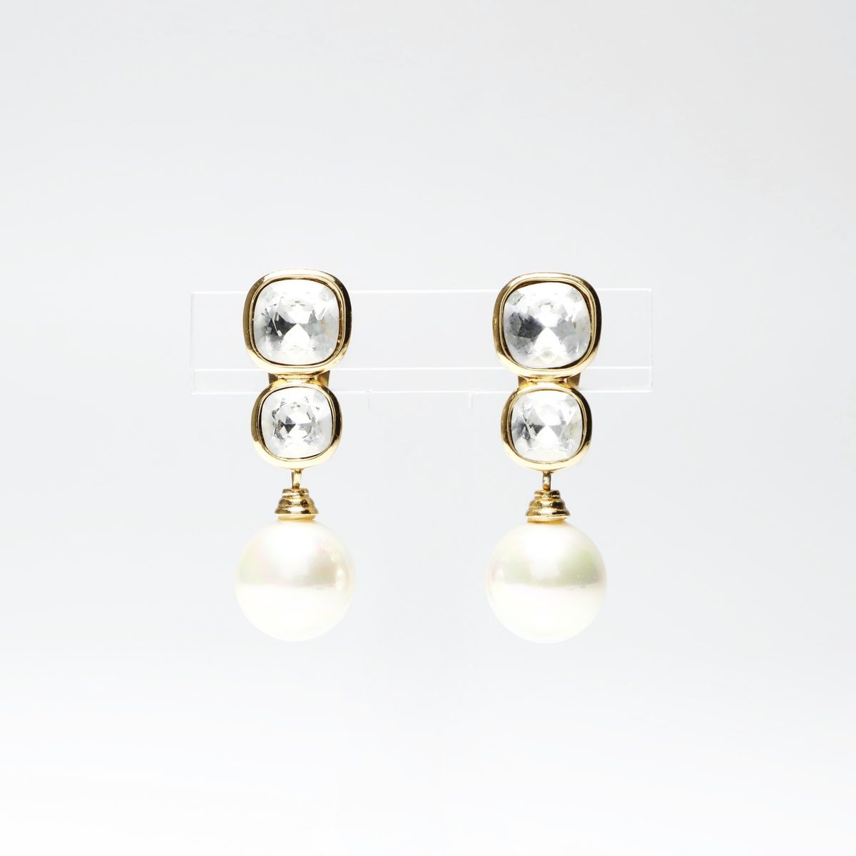 Christian Dior クリスチャンディオール イヤリング パール ラインストーン