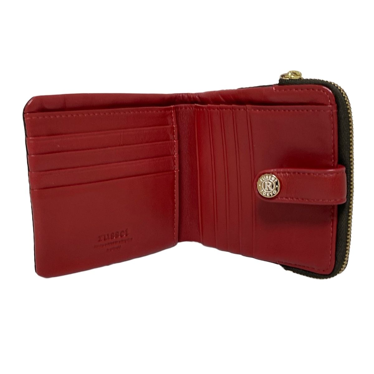 russet(ラシット) 2つ折り財布 - ダークブラウン×ベージュ×レッド