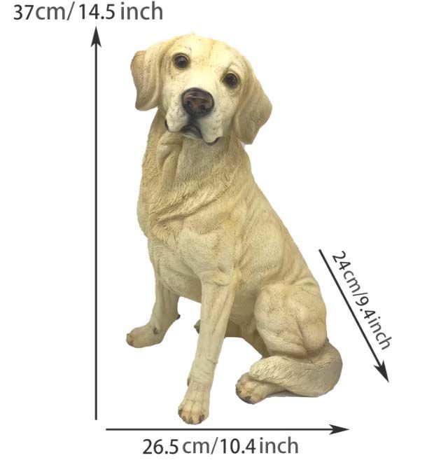 リアルなゴールデンレトリーバー彫像 耳を立てた可愛いレトリバー犬