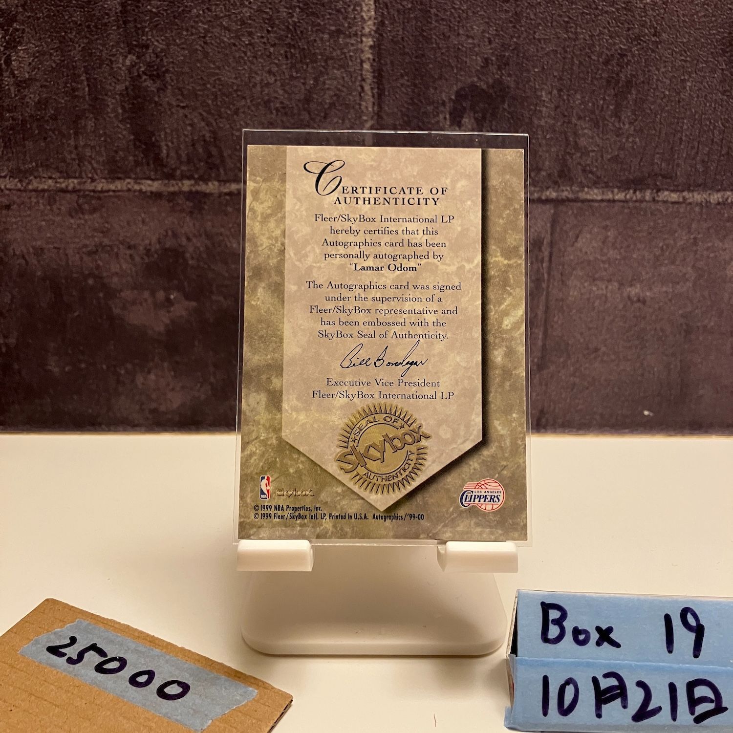 1999-00 SkyBox Lamar Odom 直筆サインカード Los Angeles Clippers カード