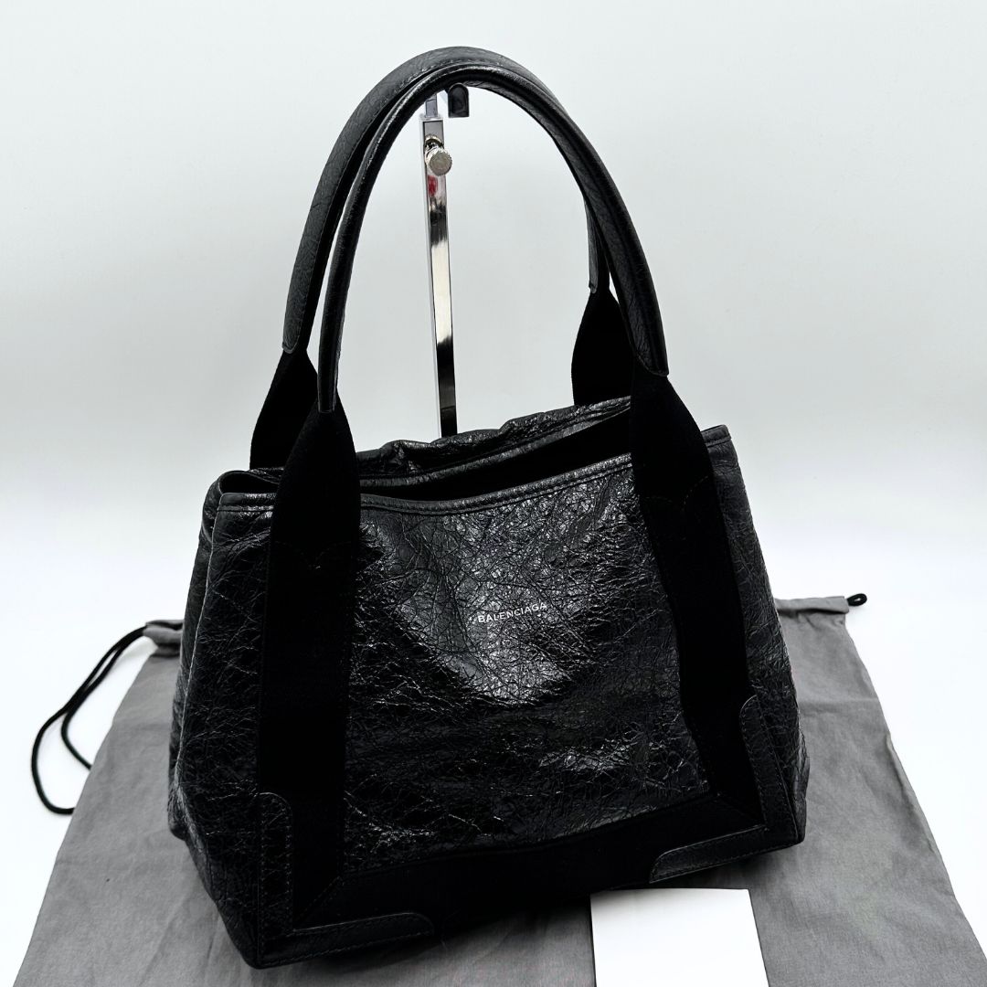 美品】Balenciaga ネイビーカバス レザー ハンドバッグ - メルカリ