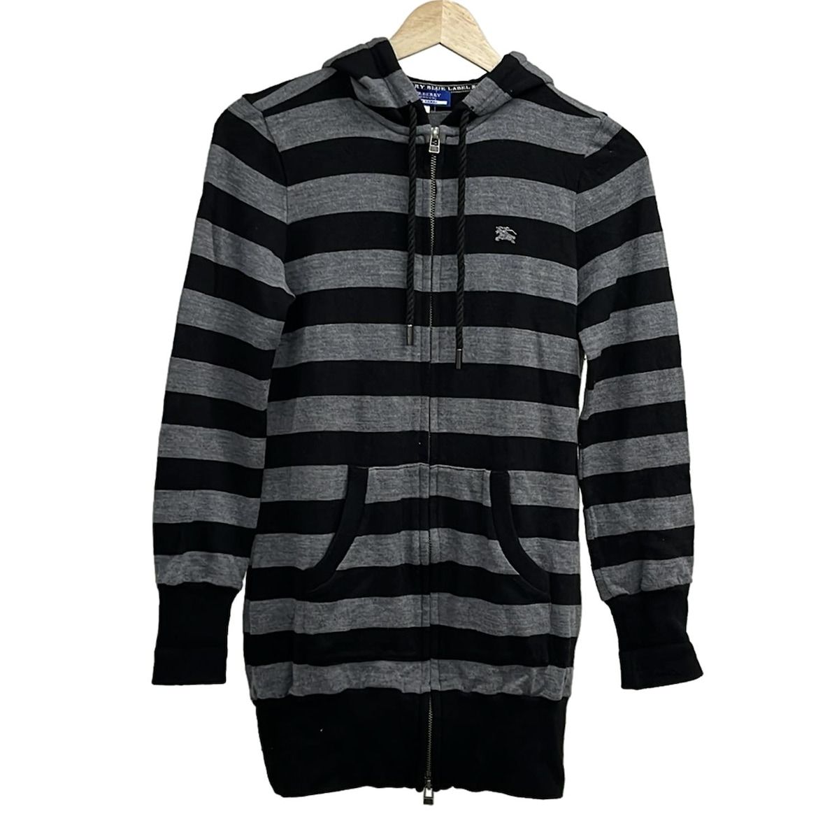 Burberry Blue Label バーバリーブルーレーベル パーカー サイズ38 M レディース 黒 グレー 長袖 ニット ボーダー