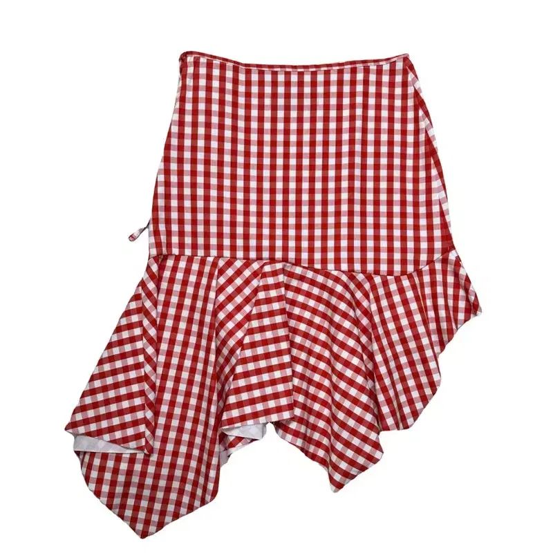  MARQUES ALMEIDA チェック アシンメトリー ラップ スカート その他 ひざ丈スカート