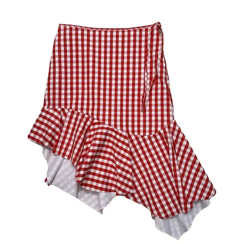 MARQUES ALMEIDA チェック アシンメトリー ラップ スカート