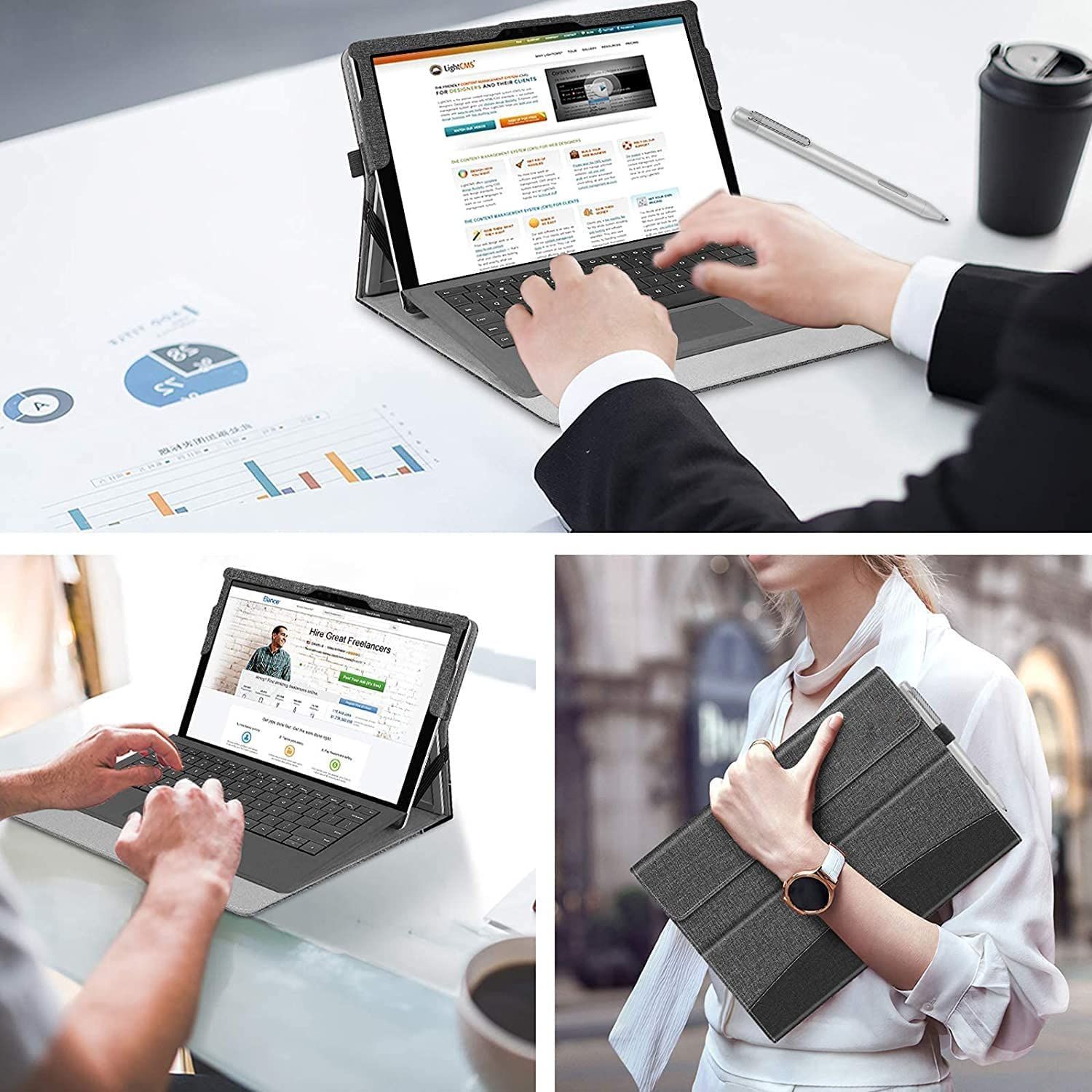 【新着商品】Surface Pro 7+/ Pro 7 /Pro 6 /Pro 5ケース 手帳型 ペンホルダー付き【キーボード付も収納可能】横開き保護カバー スタンド機能付き 多角度調整可能 軽量 薄型 キーボードと互換性あり Surface Pro 0 New, Lot buy