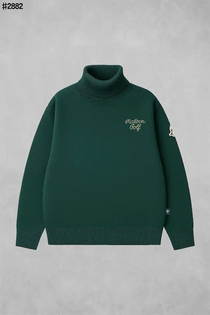 マルボンゴルフ 刺繍 ロゴ バケット パッチ メリノ ウール タートルネック ニット