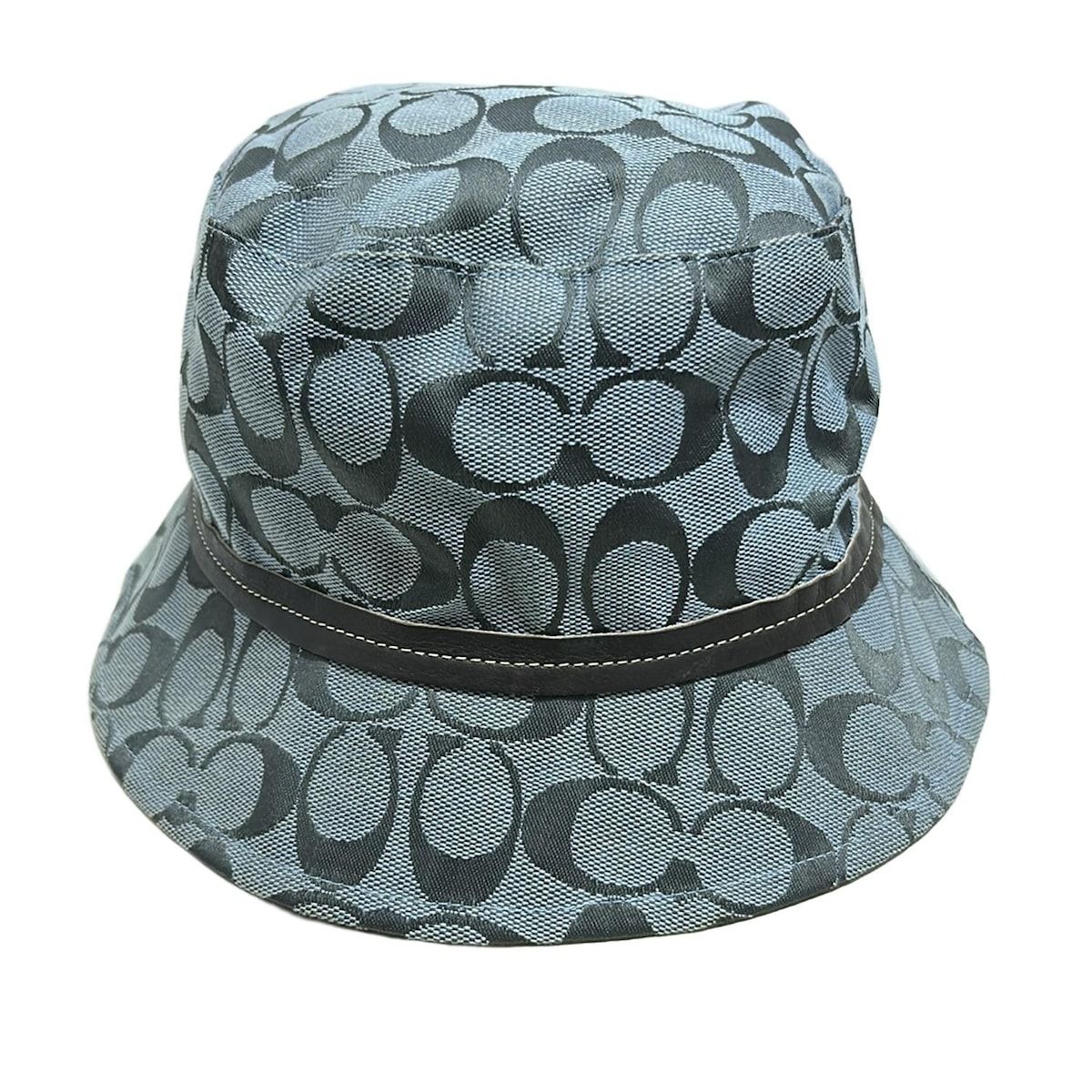 COACH コーチ ハット M L ライトブルー グレー シグネチャー柄 コットン