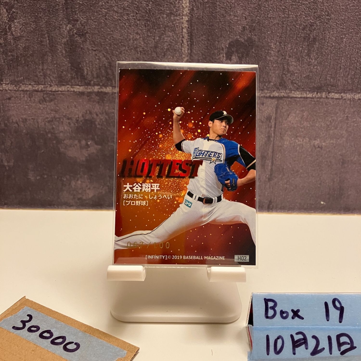 2019 BBM Infinity 大谷翔平 067 100 直筆サインカード 日本ハムファイターズ Hottest カード