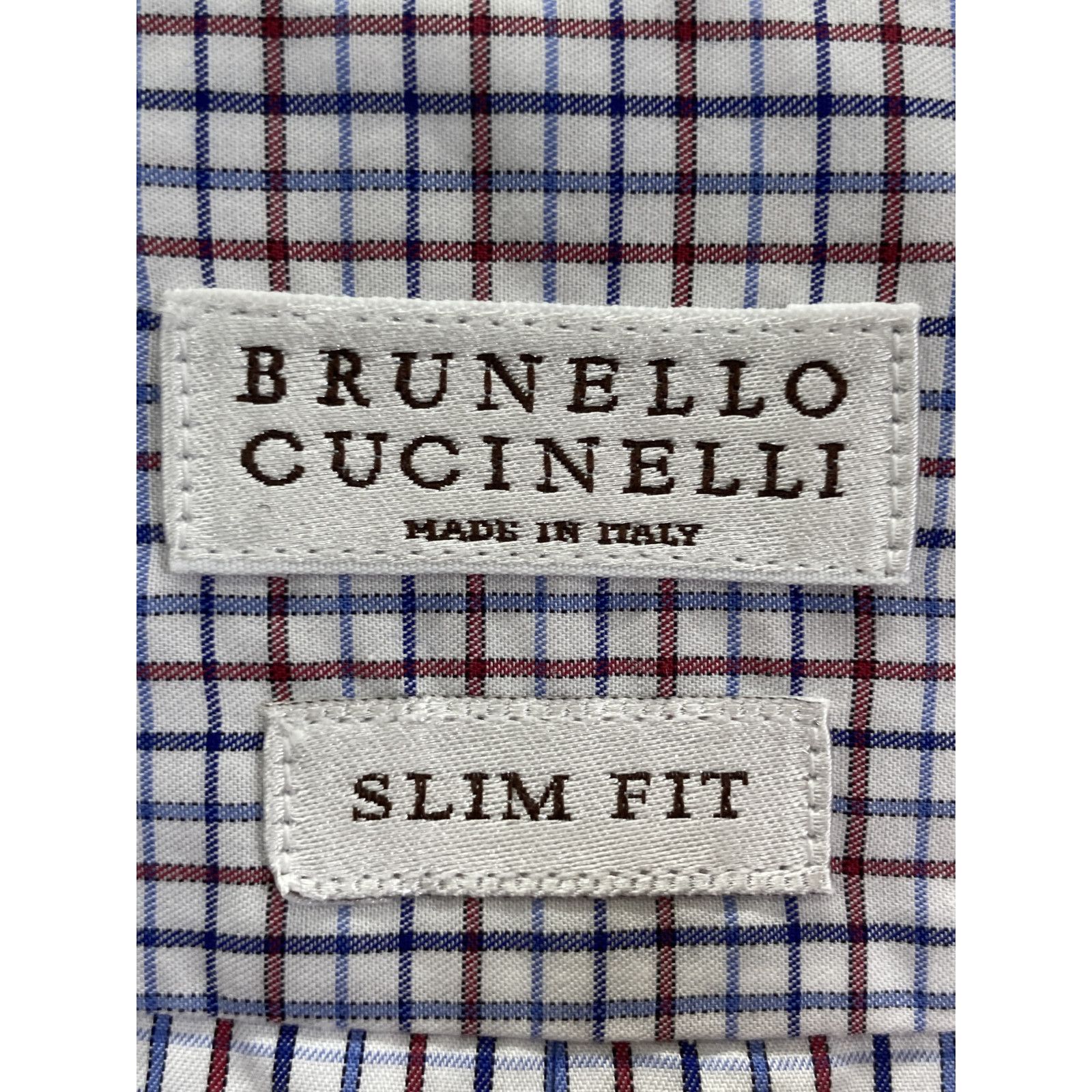 BRUNELLO CUCINELLI ブルネロクチネリ ﾌﾞﾗｳﾝ×ﾌﾞﾙｰ ﾁｪｯｸ BDｼｬﾂ M - メルカリ