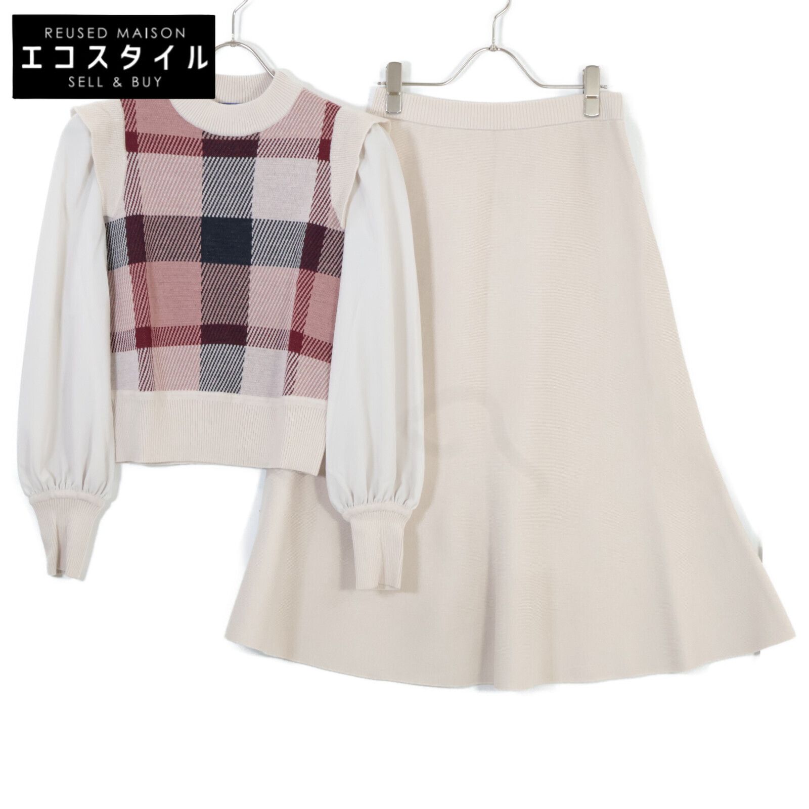 BLUE LABEL ブルーレーベルクレストブリッジ 23年製 ﾍﾞｰｼﾞｭ ｼｱｰｽﾘｰﾌﾞｼﾞｬｶﾞｰﾄﾞﾆｯﾄｾｯﾄｱｯﾌﾟ 36