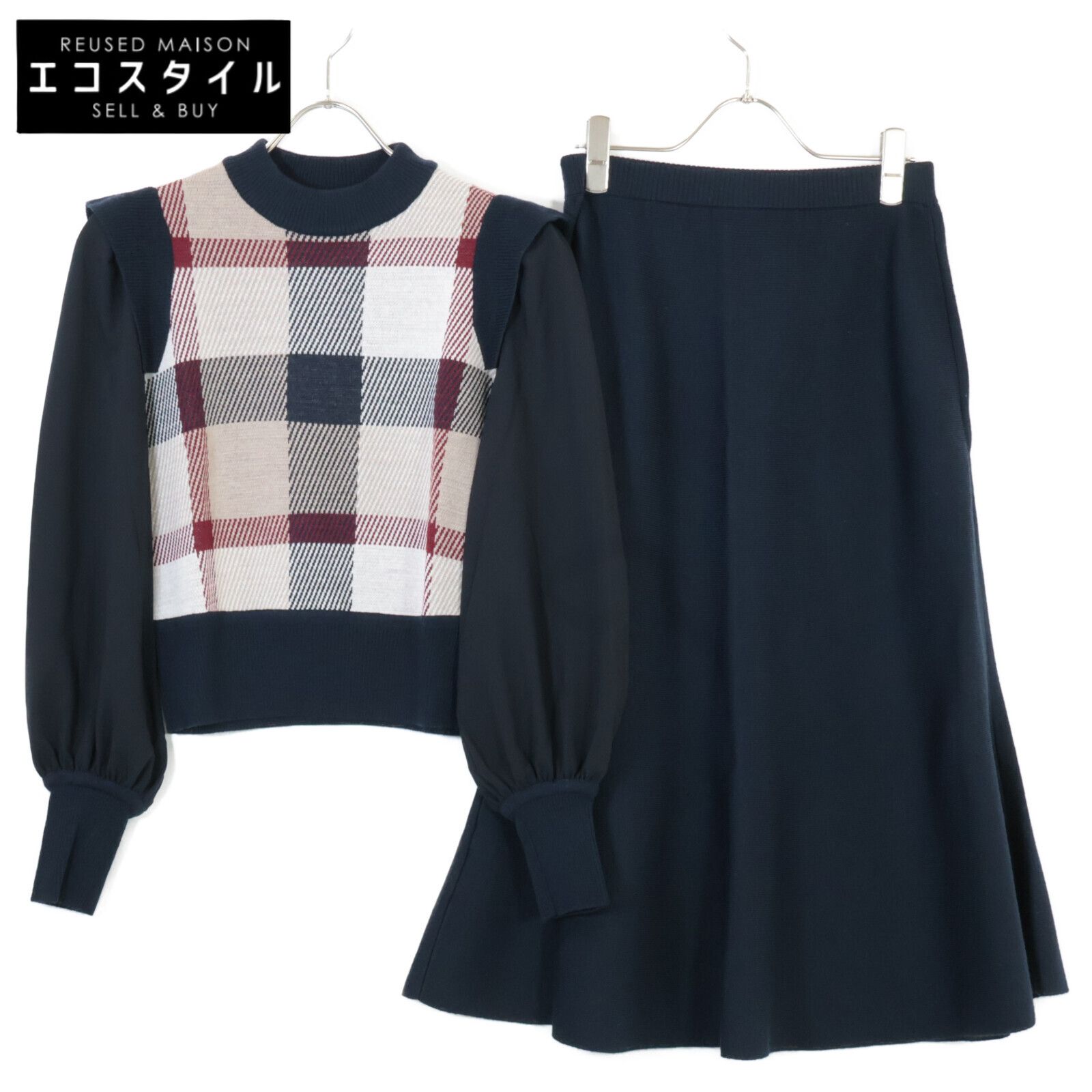 BLUE LABEL ブルーレーベルクレストブリッジ 23年製 ﾌﾞﾗｯｸ ｼｱｰｽﾘｰﾌﾞｼﾞｬｶﾞｰﾄﾞﾆｯﾄｾｯﾄｱｯﾌﾟ 36