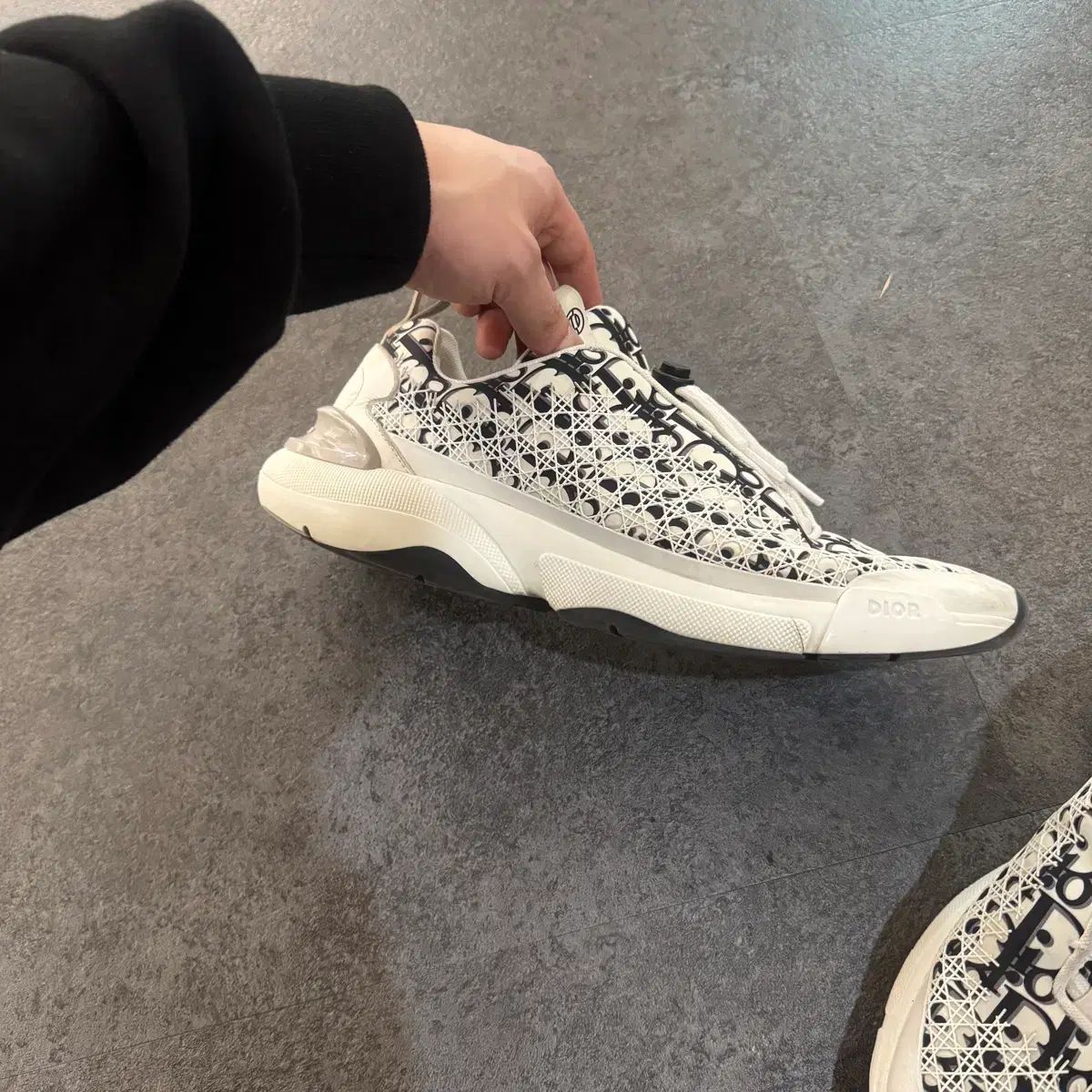 44サイズ ディオール B24 オブリーク カナージュ モチーフ 白